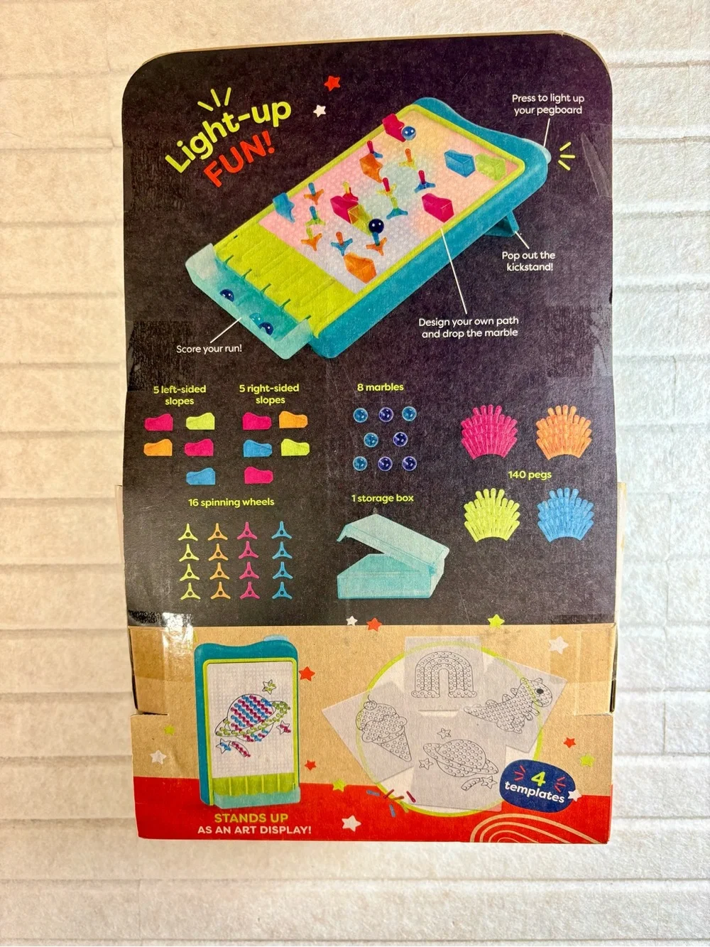 Light-Up Marble Drop Pegboard Toy - Teal Frame with Multicolor Pegs